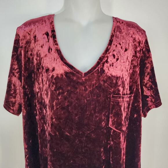 Spring and Mercer Tee Womens XXL Crushed Velvet Legging Tee Short Sleeves Pocket - Picture 3 of 9